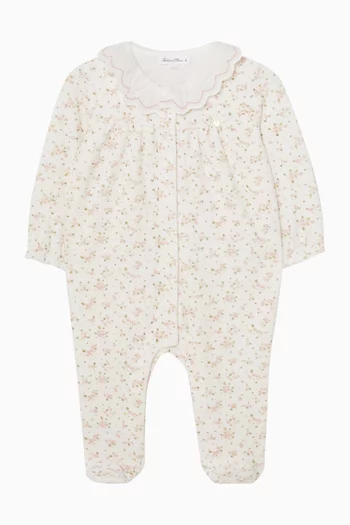 Floral-print Sleepsuit in Cotton-blend