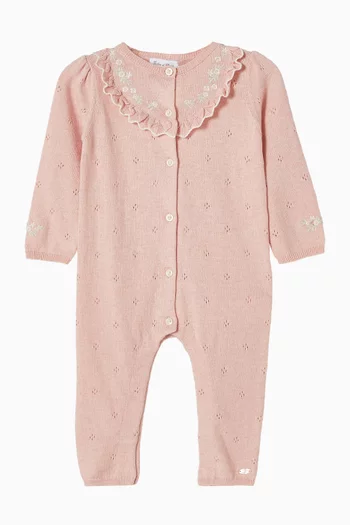 Ruffled Collar Pyjama Romper in Cotton & Cashmere