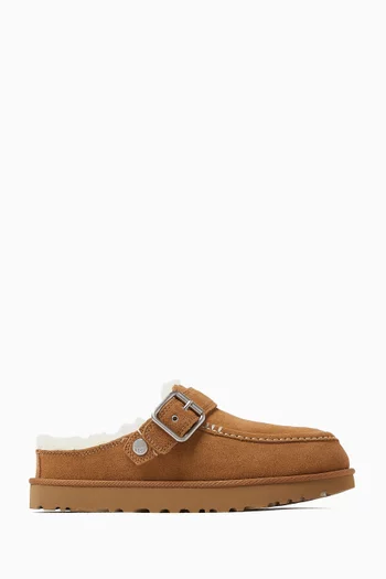 Goldenstar Evelina Clog Flat Slippers in Suede