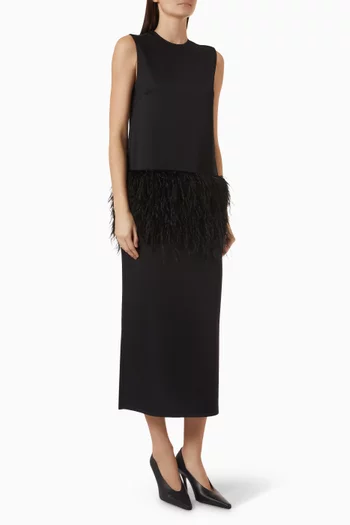 Sonia Feather-trim Dress in Viscose-blend