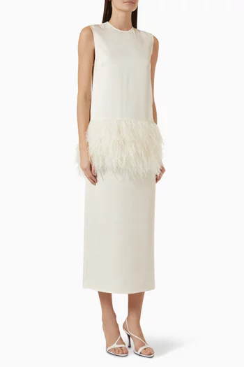 Sonia Feather-trim Dress in Viscose-blend