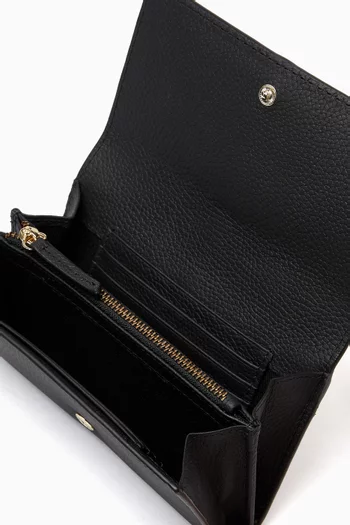 Engraved Logo Flap Wallet in Leather