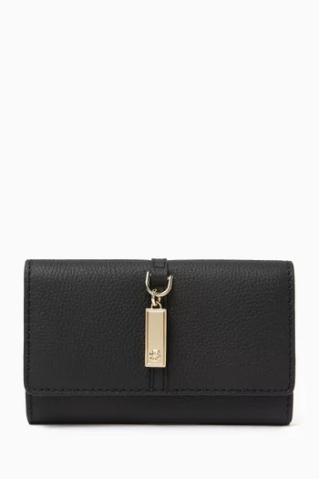 Engraved Logo Flap Wallet in Leather
