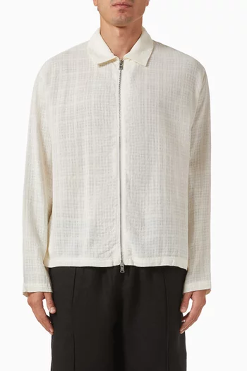 Loose Weave Check Rider Jacket  in Cotton