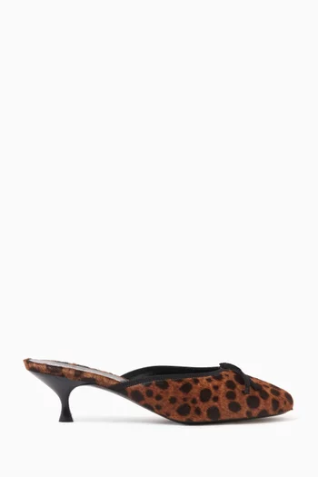 24/7 50 Leopard-print Mules in Pony Hair