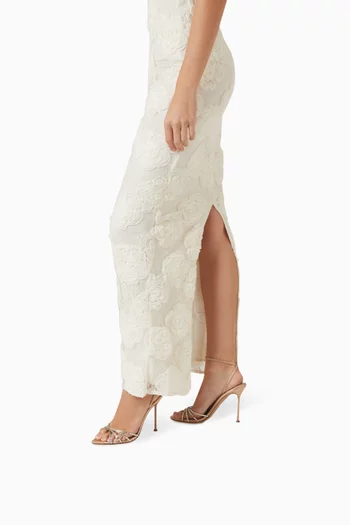 Tell Me 105 Crystal Sandals in Satin