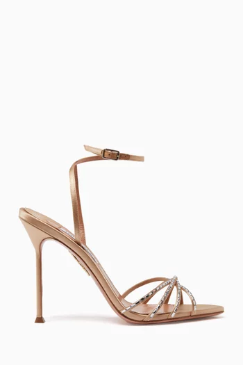 Tell Me 105 Crystal Sandals in Satin