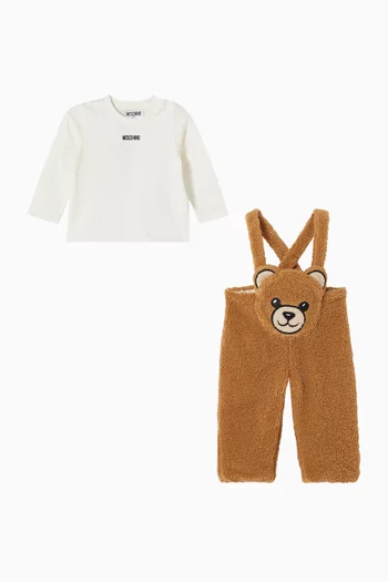 Teddy T-shirt & Dungaree Set in Fleece