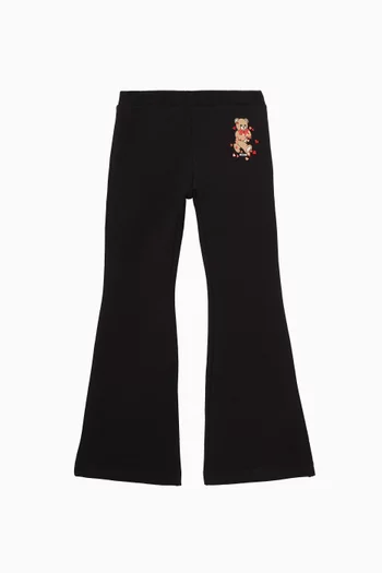 Teddy Bear Holding Hearts Flared Sweatpants in Cotton