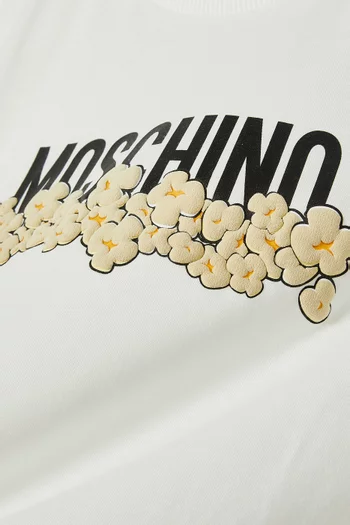 Logo Popcorn Print T-Shirt in Cotton