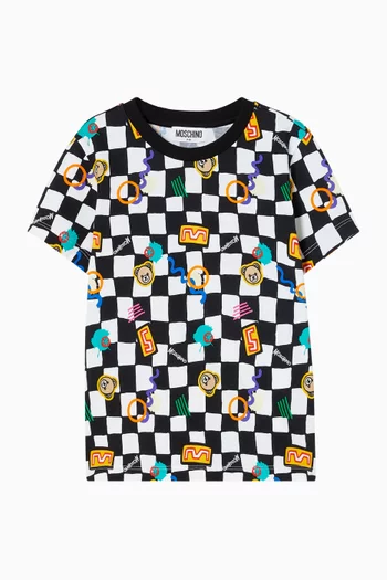 Checkerboard Print T-Shirt in Cotton