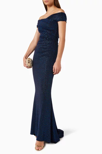 Embellished Off-shoulder Gown