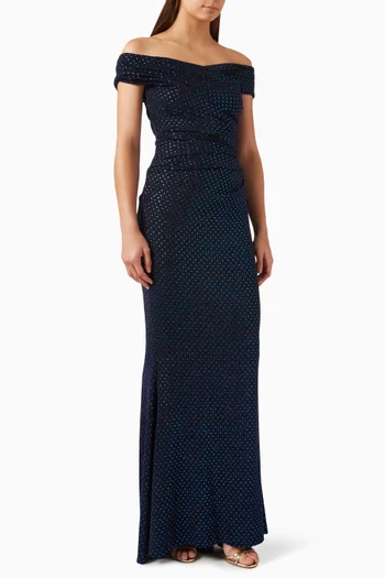Embellished Off-shoulder Gown