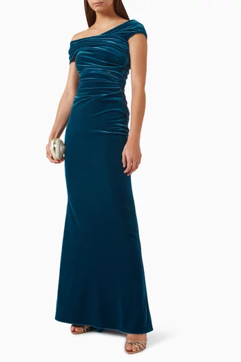 Off-shoulder Gown in Velvet