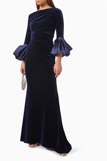 Boatneck Gown in Velvet