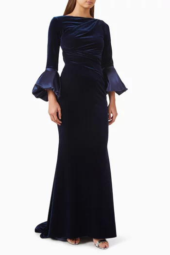 Boatneck Gown in Velvet
