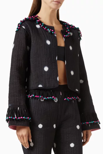 Tie-dye Quilted Tassel Jacket in Cotton