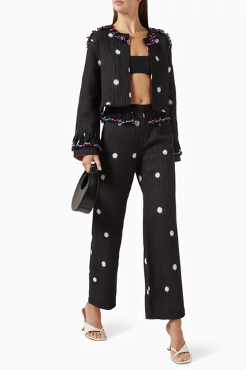 Tie-dye Quilted Tassel Pants in Cotton