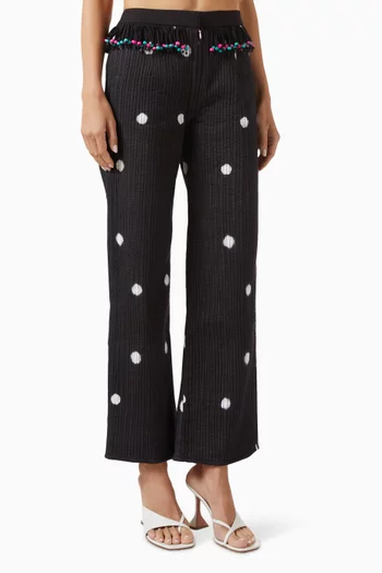 Tie-dye Quilted Tassel Pants in Cotton