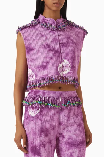 Tie-dye Quilted Tassel Jacket in Cotton