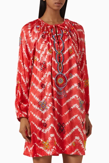 Alamais Beadwork Short Kaftan in Cotton
