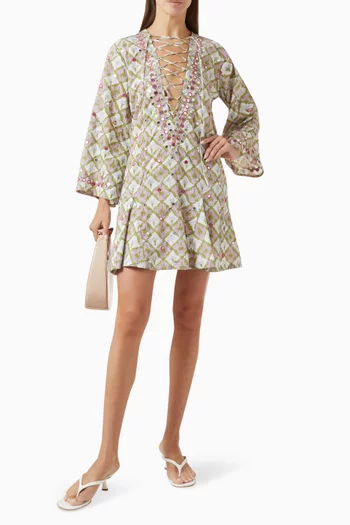 Classic Mirror Short Kaftan in Cotton