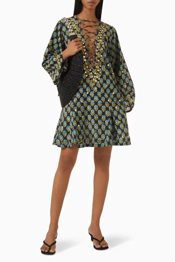 Classic Mirror Short Kaftan in Cotton