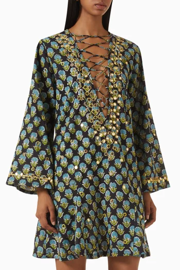 Classic Mirror Short Kaftan in Cotton