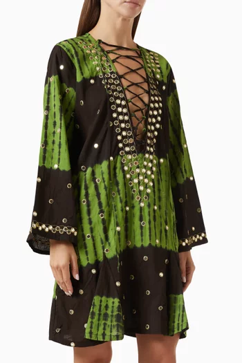 Classic Mirror Short Kaftan in Cotton
