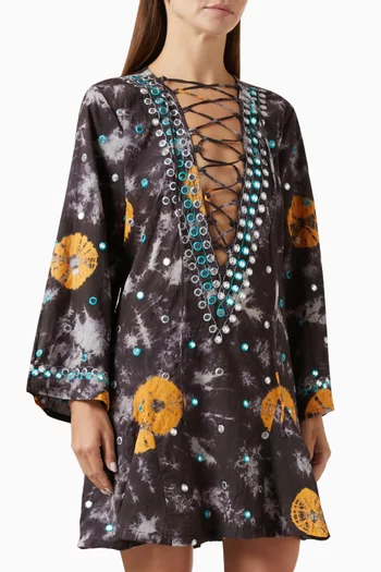 Classic Mirror Short Kaftan in Cotton