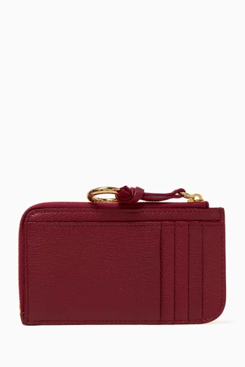 VLogo Signature Charm Cardholder in Grainy Calfskin