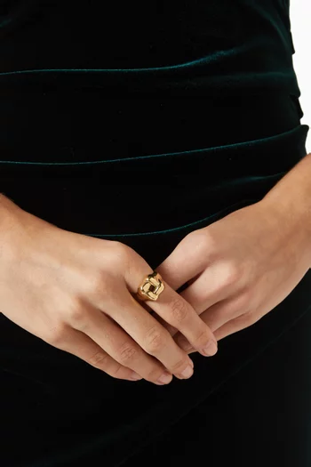 Woven Square Ring in 14kt Gold-plated Metal