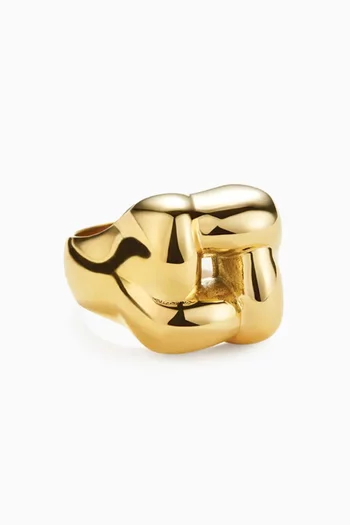 Woven Square Ring in 14kt Gold-plated Metal