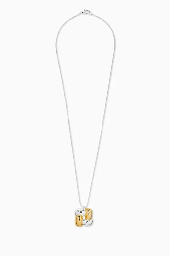 Woven Square Pendant Necklace in 14kt Gold-dipped Brass