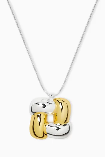 Woven Square Pendant Necklace in 14kt Gold-dipped Brass