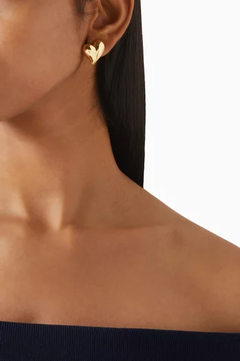 Art Heart Button Earrings in 14kt Gold-dipped Brass