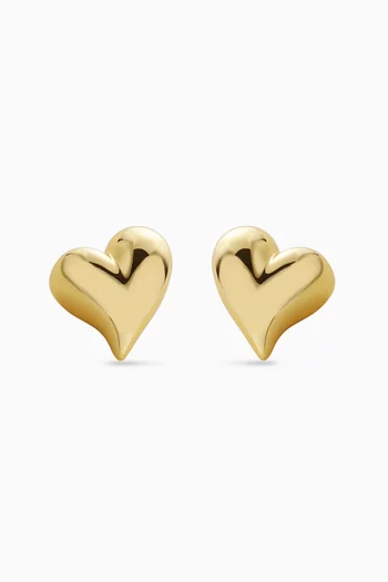 Art Heart Button Earrings in 14kt Gold-dipped Brass