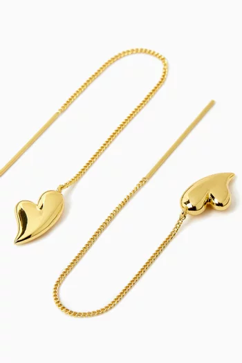 Puffy Heart Thread Earrings in 14kt Gold-dipped Brass