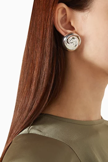 Renzo Button Earrings in Silver-dipped Brass