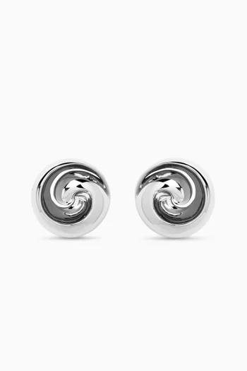 Renzo Button Earrings in Silver-dipped Brass