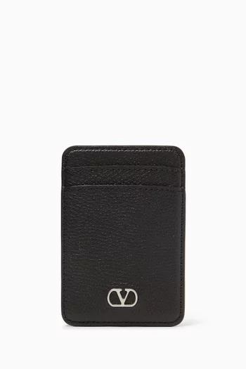 VLOGO Magnetic Cardholder in Grainy Calfskin