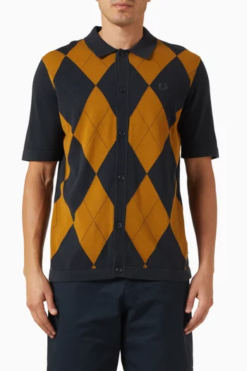 Argyle Button-through Shirt in Cotton