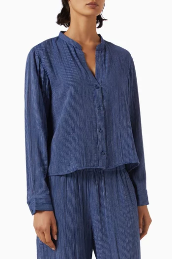 Mandarin Collar Cut-away Shirt