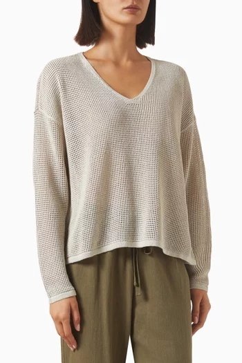 V-neck Sweater in Organic Linen Blend