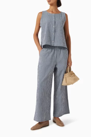 Pucker Check Vest in Organic-cotton
