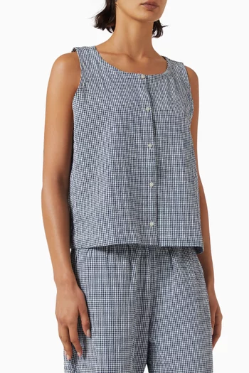 Pucker Check Vest in Organic-cotton