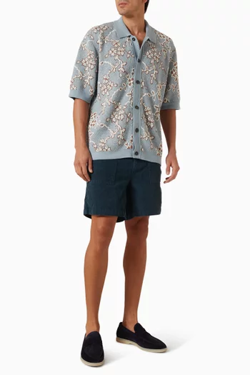 Trellis Floral-print Shirt in Knit