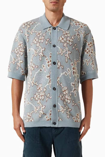 Trellis Floral-print Shirt in Knit