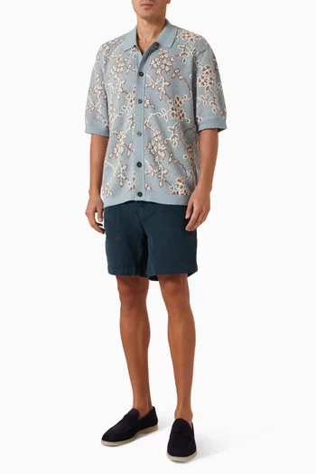 Cord Camp Shorts in Denim