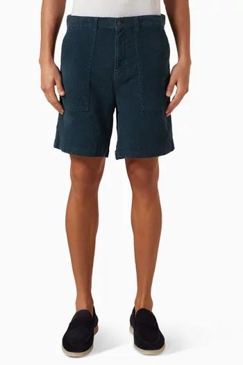 Cord Camp Shorts in Denim
